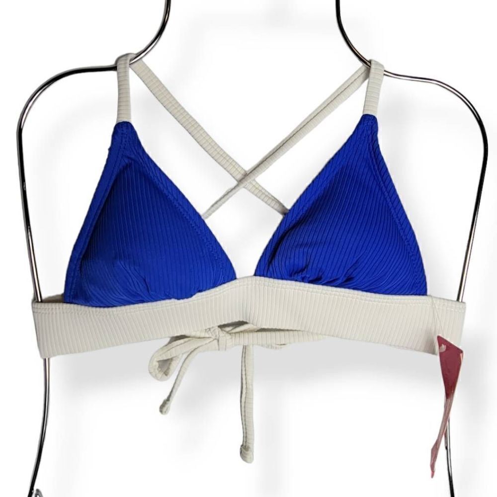 Xhilaration Blue and White Triangle Bikini top XS Junior
